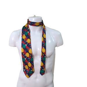 Save The Children Christmas Silk Tie Ornament Lights Colorful Holiday Party